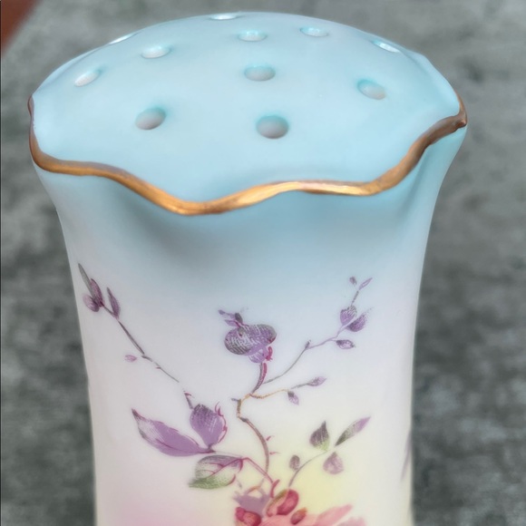 Porcelain Floral Hat Pin holder with Gold Trim - Picture 3 of 5